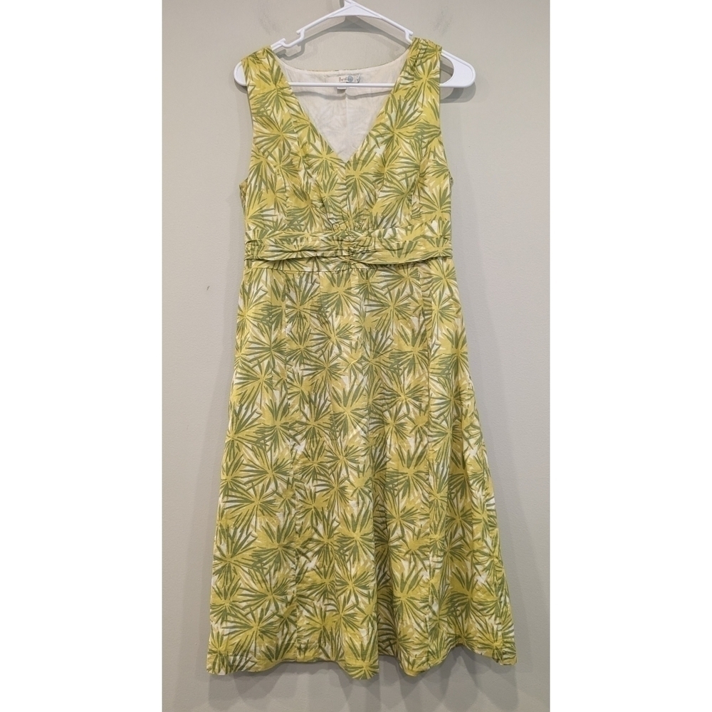 Boden Everyday Summer Dress in Green Citron Floral Dress Size 6 Long